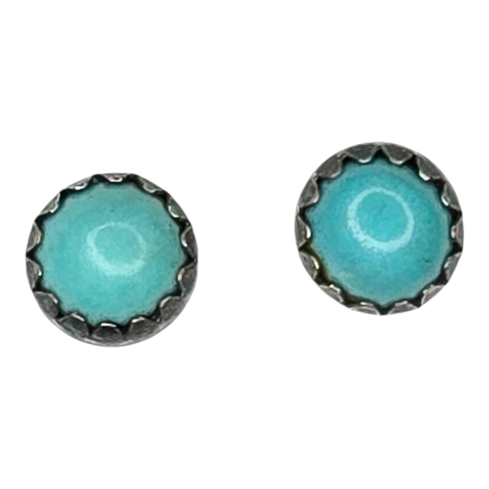 Unbranded Stud Earrings Sterling Silver Os Turquoise Round Cabochon Southwestern